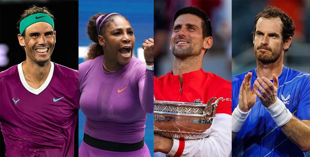 Rafael Nadal, Serena Williams, Novak Đoković and Andy Murray